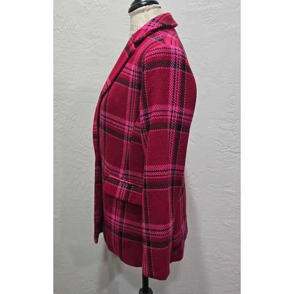 Nine West Red & Pink Plaid Single Button Blazer Jacket - Picture 2 of 9